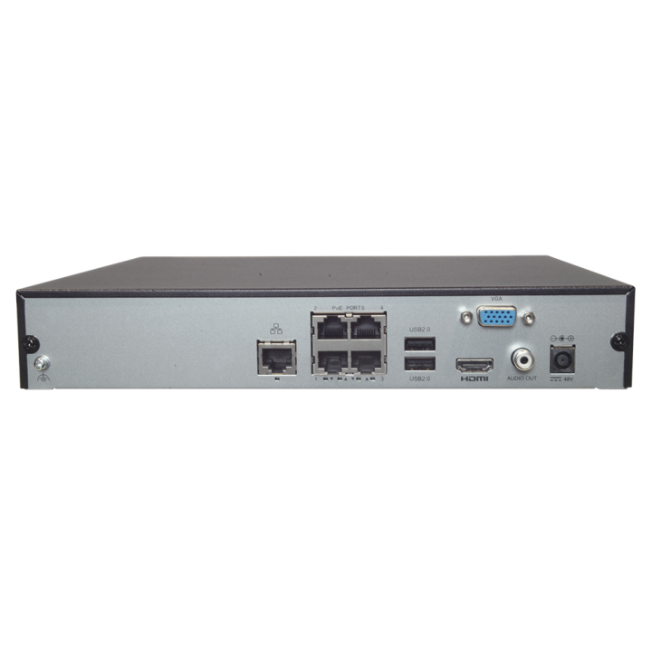 Enregistreur IP | 4 Canaux PoE | Rés. max 8 Mpx