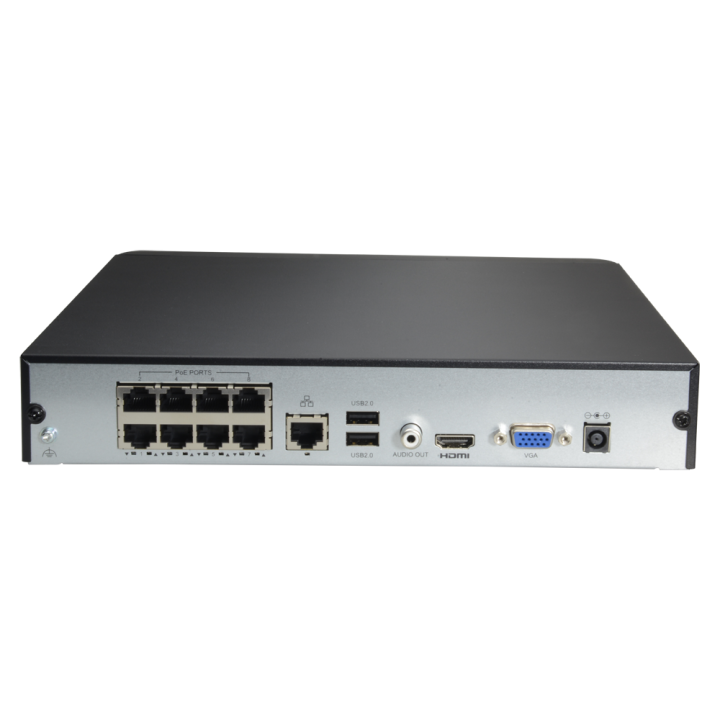 Enregistreur IP | 8 canaux PoE | Rés max. 8 Mpx