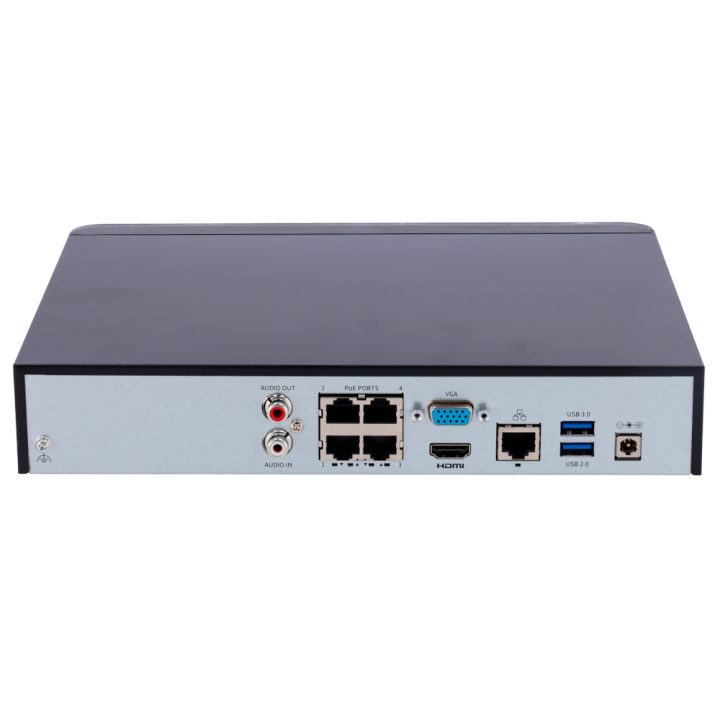 Enregistreur IP | 4 Canaux PoE | Rés. max 8 Mpx