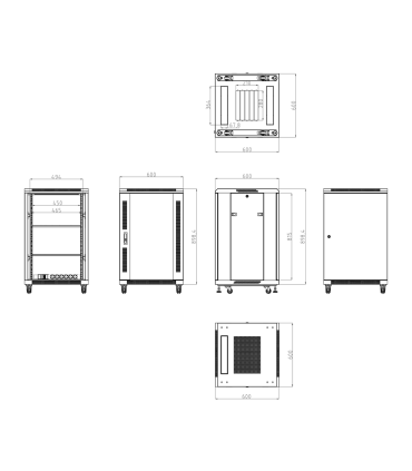 Armoire rack pour sol Jusqu'à 18U rack de 19"