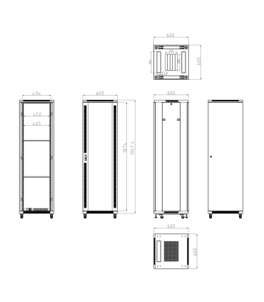 Armoire rack pour sol, jusqu'à 42U rack de 19" (SUR COMMANDE)
