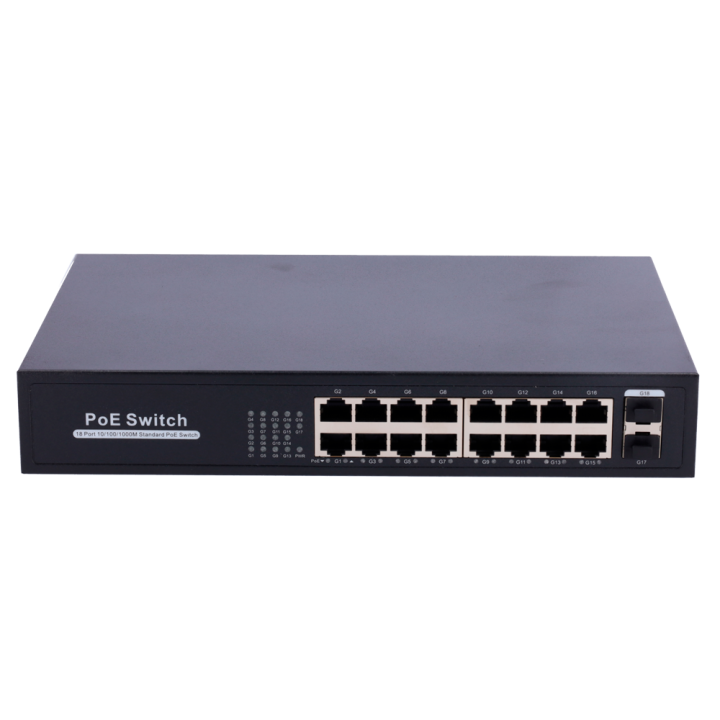 Switch PoE 16 ports RJ45 + 2 SFP