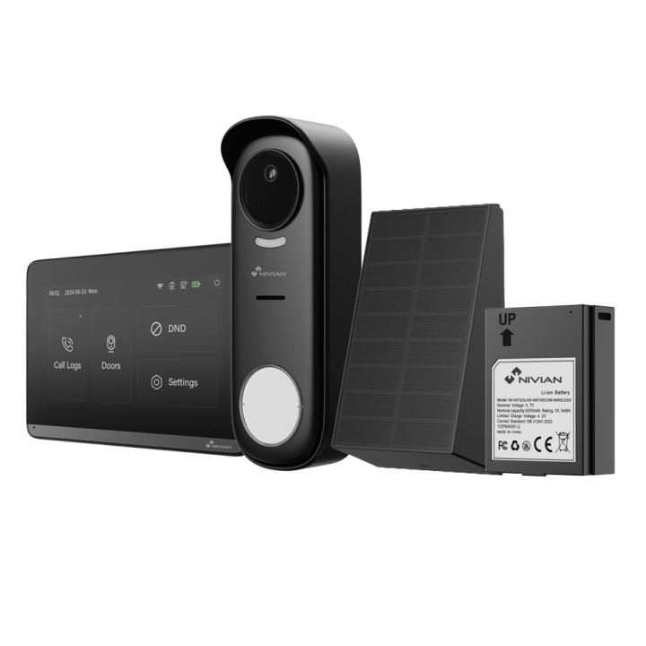 Kit interphone vidéo sans fil WiFi avec panneau solaire