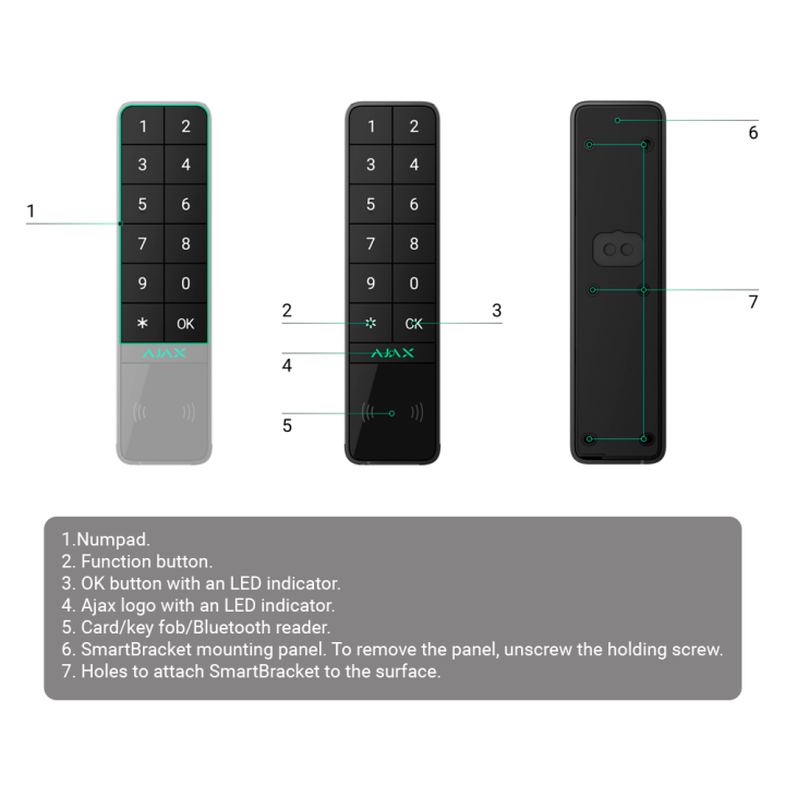 Clavier extérieur IP66/IK08 avec lecteur RFID Grade 2 Ajax