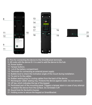 Clavier extérieur IP66/IK08 avec lecteur RFID Grade 2 Ajax